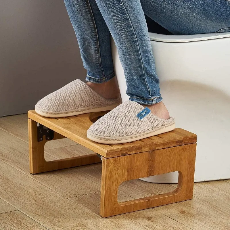 BambooToilet Stool Foldable Squatting Step for Bathroom Waterproof Maternity Footrest Sturdy Kid's Step Stool for Added Height