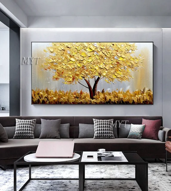Poster e stampe da colorare di grandi dimensioni dipinto a mano Paintinall  decorazione Homg Gold Tree