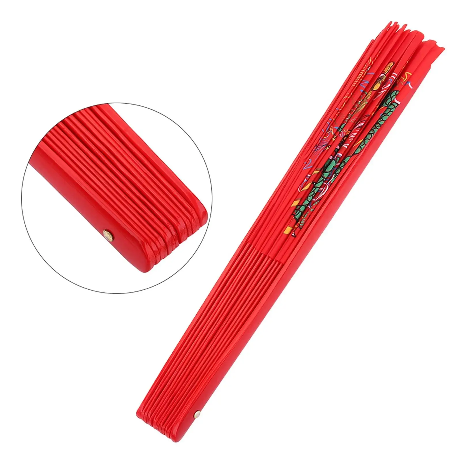 33cm Bamboo Tai Chi Fan-Traditional Chinese Martial Arts Folding Handheld Dance Fan in Red