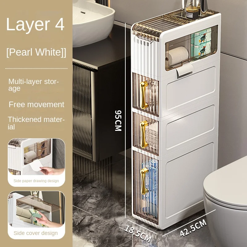 Bathroom Cabinet Crevice Storage Rack Toilet Multi-Layer Drawer Organizer  Narrow Household Bath Kitchen Shelves Side Cabinet Car - AliExpress