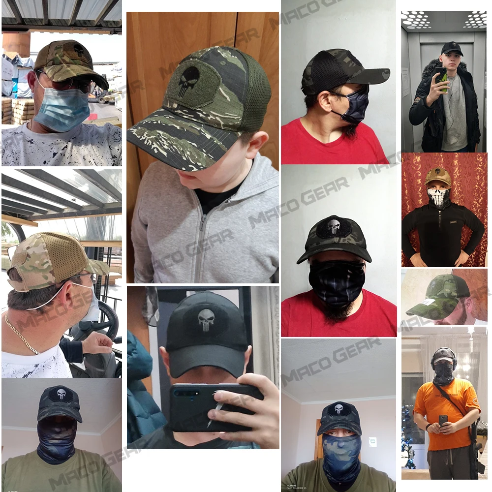 Camouflage Hat Sports Caps Camouflage Cap Baseball Hat Summer Tactical Camouflage Baseball Cap Mesh Skull Adjustable Sunshade Hat Camping Hunting Hiking Breathable Snapback Caps Men