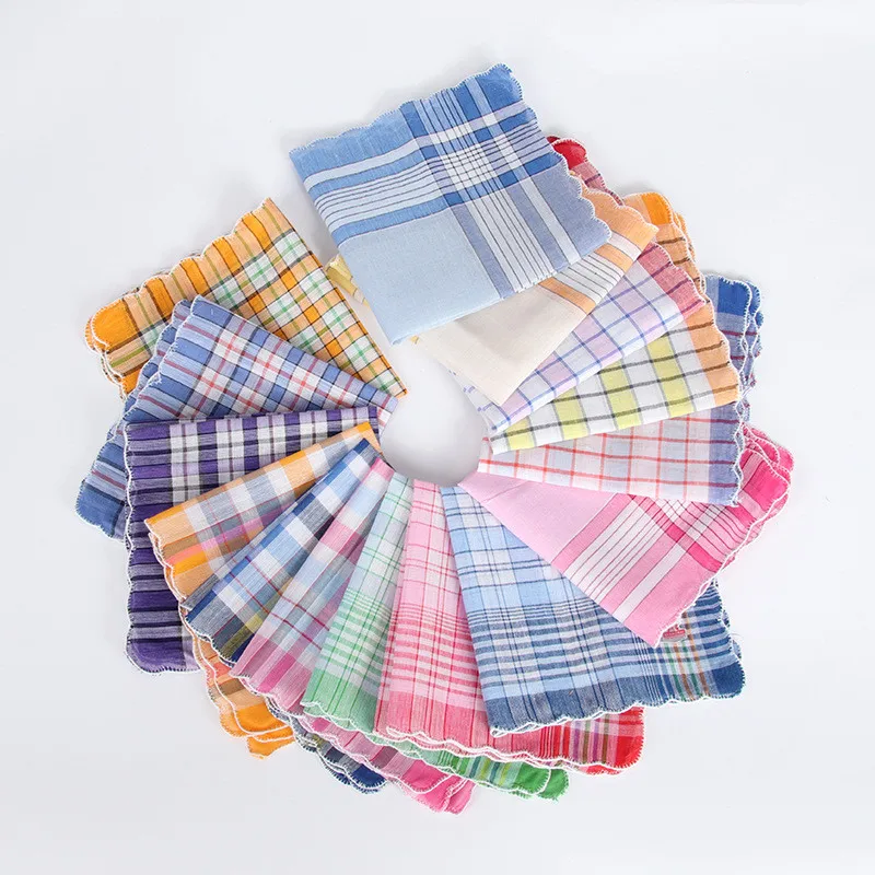 

3Pcs 28x28cm Square Multicolor Plaid Stripe Women Pocket Wedding Party Business Chest Towel Handkerchiefs