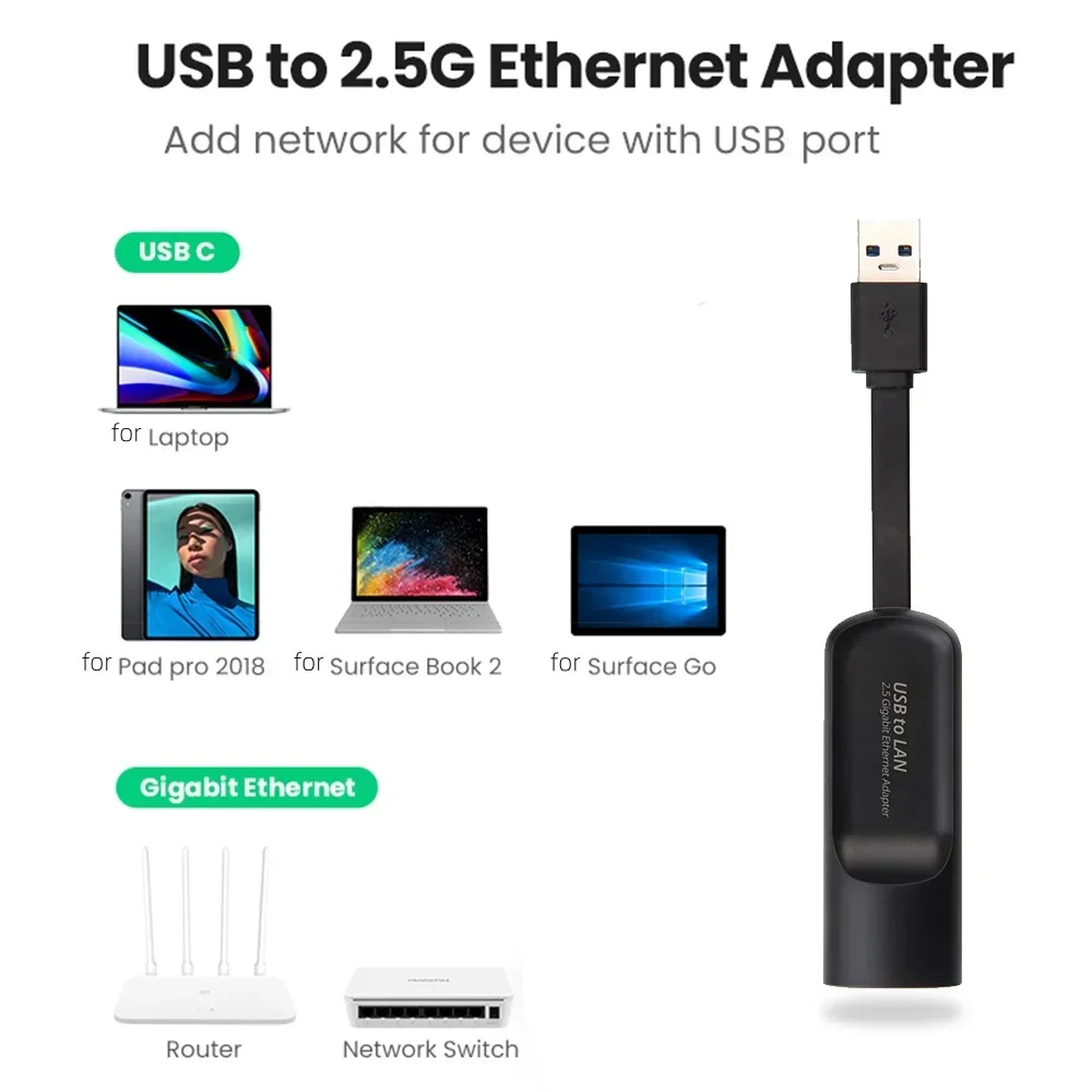 USB 유선 이더넷 어댑터 USB3.0 2500/1000Mbps USB 유형-RJ45 네트워크 카드 데스크탑 노트북 PC 액세서리용 인터넷 LAN