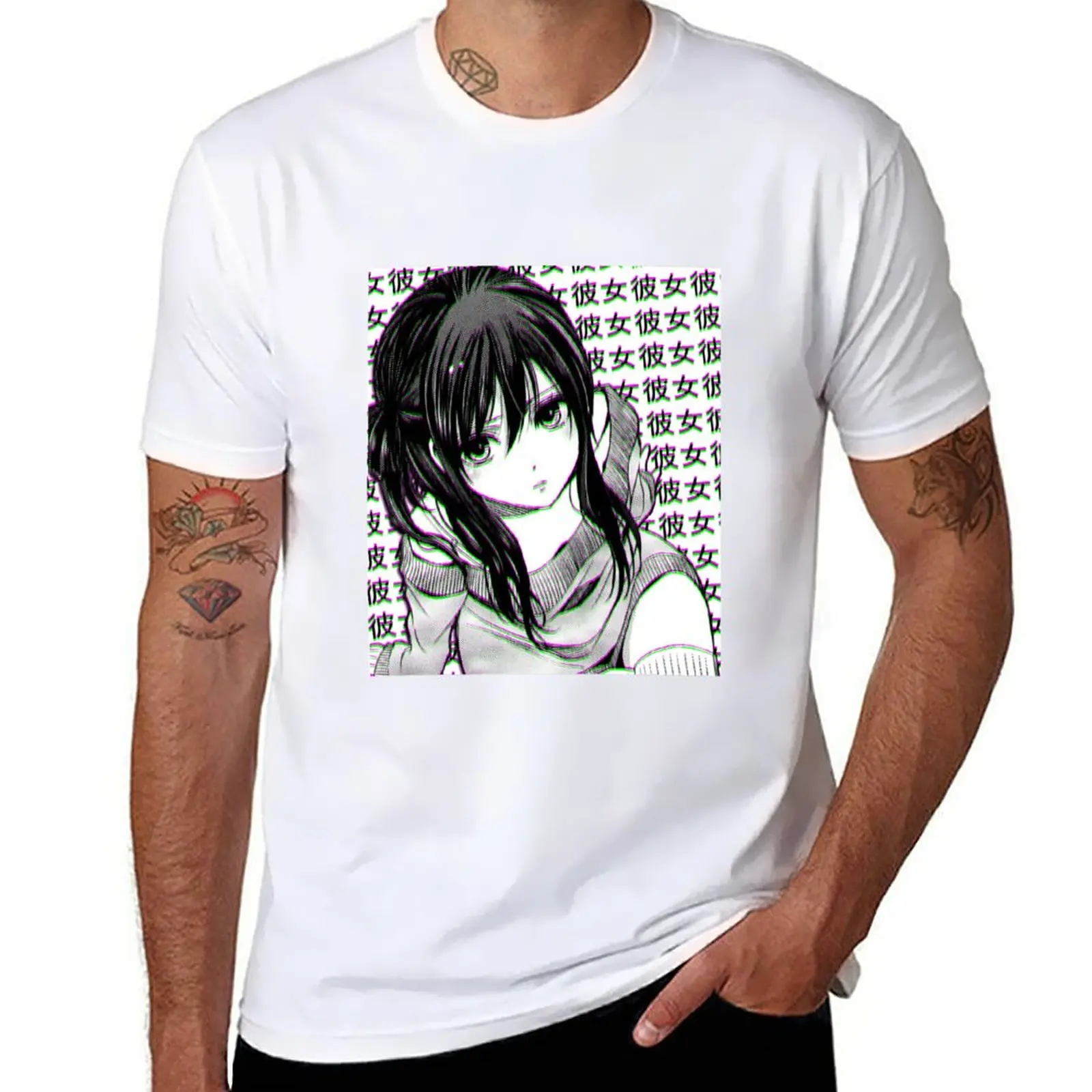 

New GIRLFRIEND (BLACK AND WHITE) - SAD JAPANESE ANIME AESTHETIC T-Shirt anime clothes plus size tops t shirts for men graphic