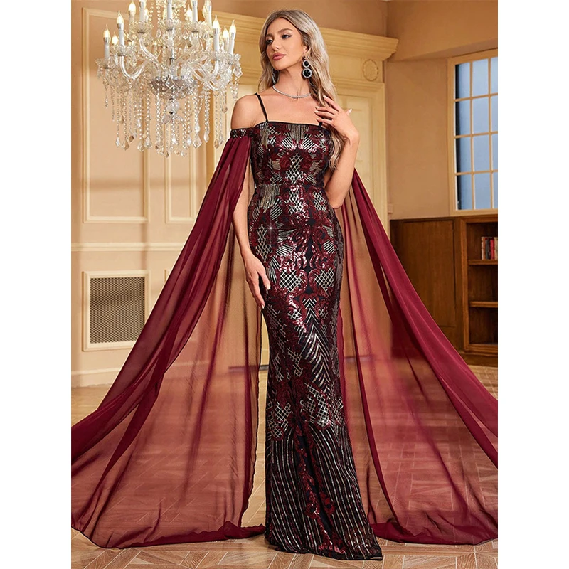 

Женское коктейльное платье макси, длинное летнее сексуальное платье на бретельках с открытыми плечами и блестками для выпускного вечера