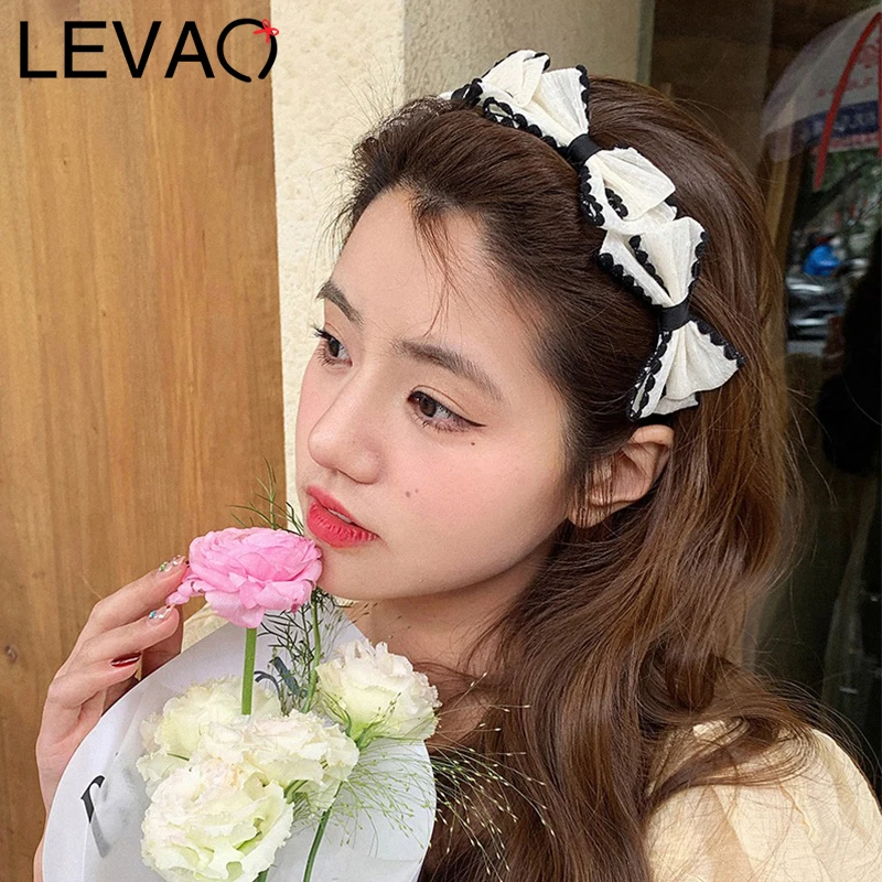 

LEVAO Bow Bezel Hairband For Women Korean Elegant Headband Girls Vintage Hoop For Holiday Party Hair Bands Accessories Spring