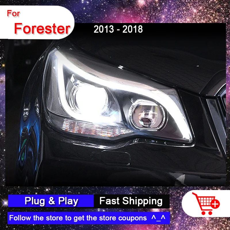 SUBARU Forester용 업그레이드된 자동차 헤드라이트, 2013 2018 LED DRL 전방 신호등, 바이 크세논 렌즈 프로젝터, 자동차 액세서리