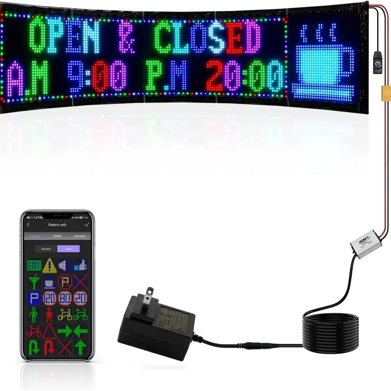 GOTUS LED flexible rolling advertising sign, controlled by Bluetooth APP, supports dual single row text pattern programming