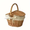 Hand-woven rattan basket with lining - Rattan storage container, suitable for outdoor dining and home decoration 1