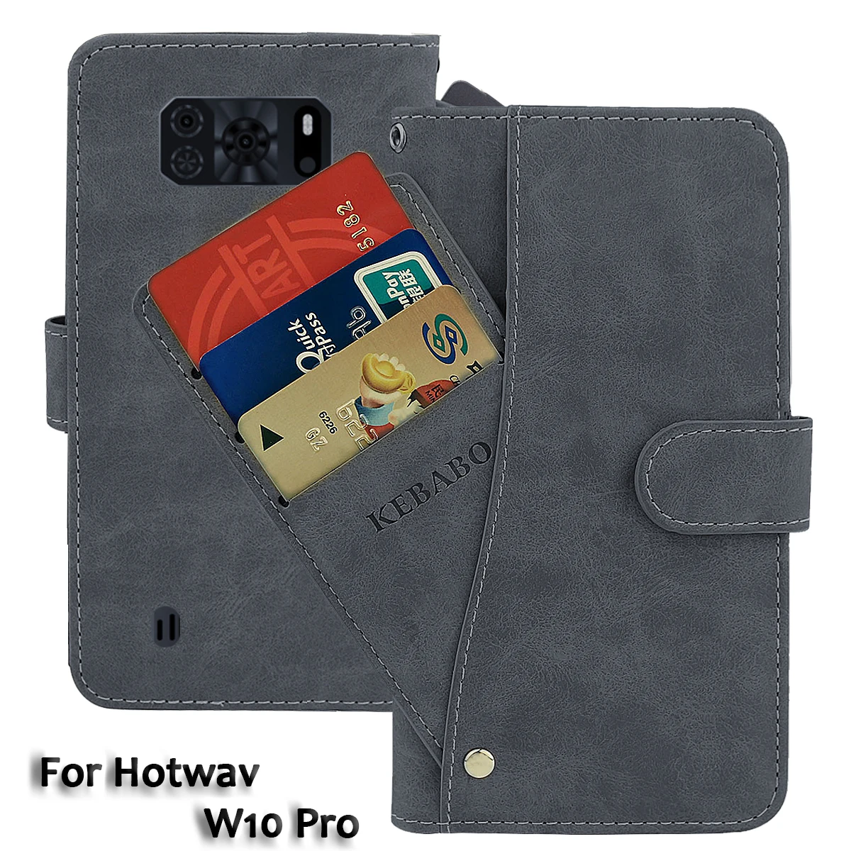 Custodia Flip Per Hotwav W10 Pro - Tessuto Oxford E Pelle PU Con Portafoglio E Chiusura Magnetica (Nero)