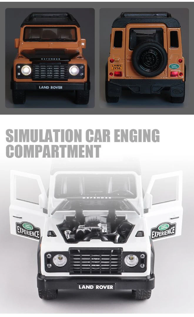 1/32 Land Rover Defender SUV Diecast Alloy Toys Car Model Truck