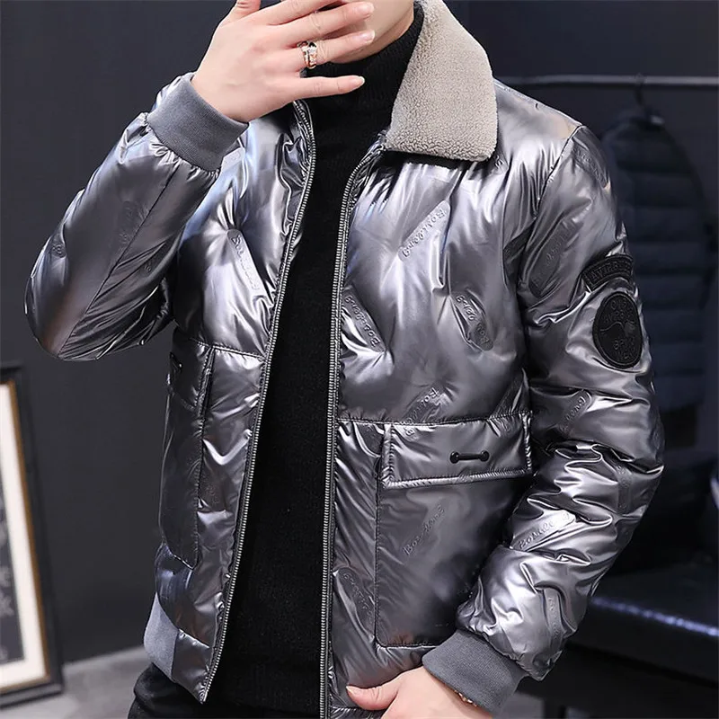 Manteau Homme Hiver Down Cotton Jacket Male Warm Lamb Fur Collar Short Coat  Tops Parka Chaqueta Hombre 2023 Winter Men Clothing