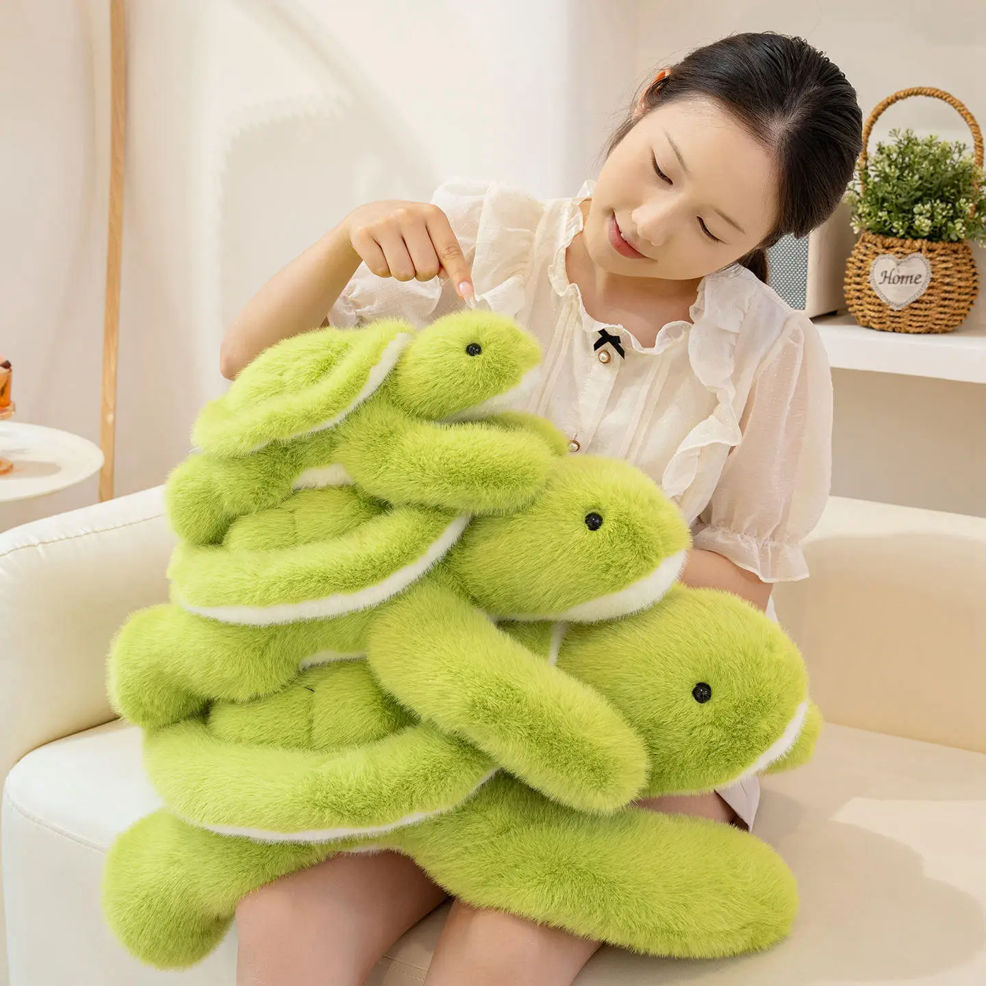 Hot Lovely Turtle Plush Toys Cozy Fluffy Lying Prone Cartoon Tortoise Throw Pillow Back Cushion Kawaii Home Decor Funny Gift
