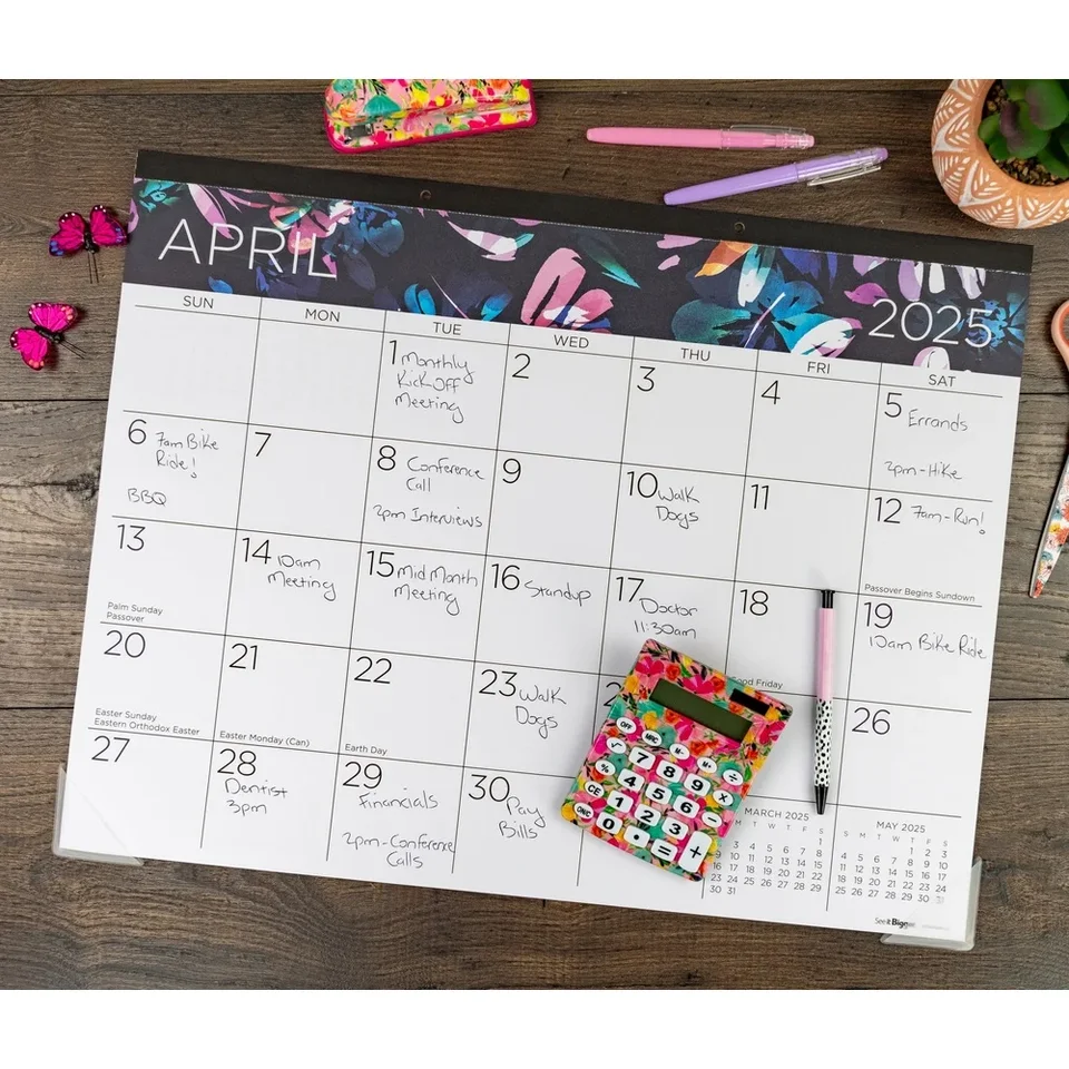 Large Monthly Desk Pad Calendar 15 Months