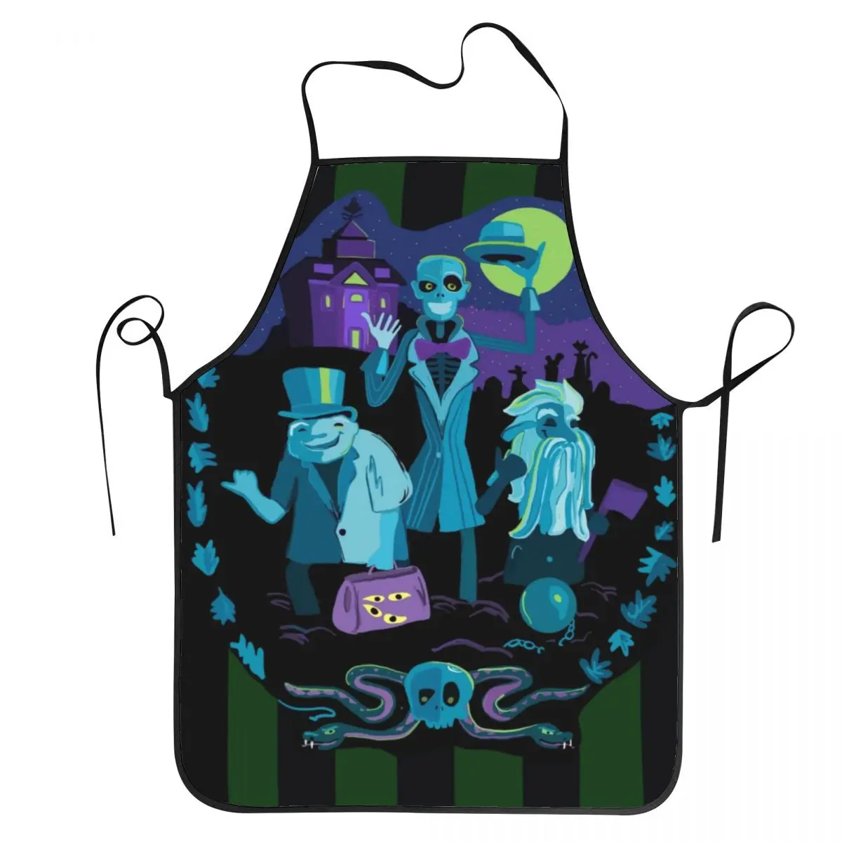 

Unisex Haunted Mansion Hitchhiking Ghost ApronKitchen Chef Cooking Baking Bib Men Women Halloween Tablier Cuisine for Painting