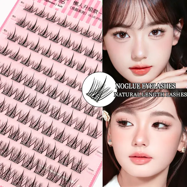 Noglue Eyelashes DIY Lashe Clusters Natural False Eyelashes Glue Strands Eye Lashes Adhesive Eyelash Artificial Eyelashes