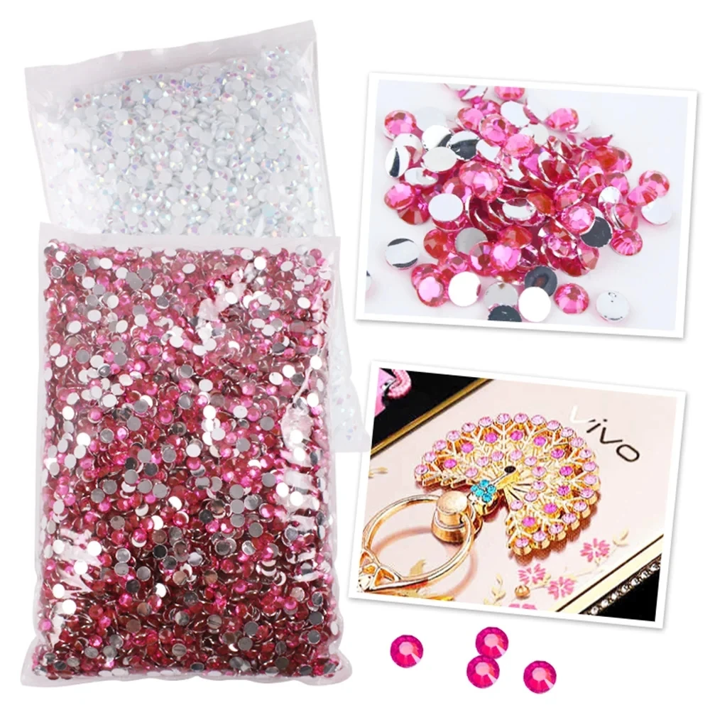 Vibrant Red Resin Flat Back Rhinestones - Bulk Wholesale