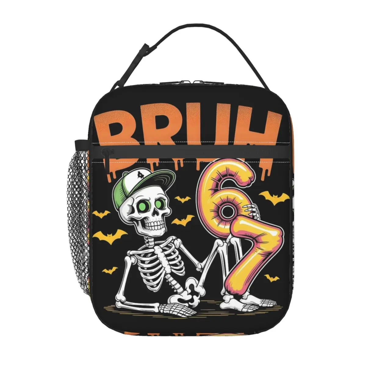 Six Seven Bruh Skeleton Meme 67 절연 도시락 가방 대형 도시락 용기 쿨러 백 토트 도시락 상자 해변 피크닉 소녀 소년