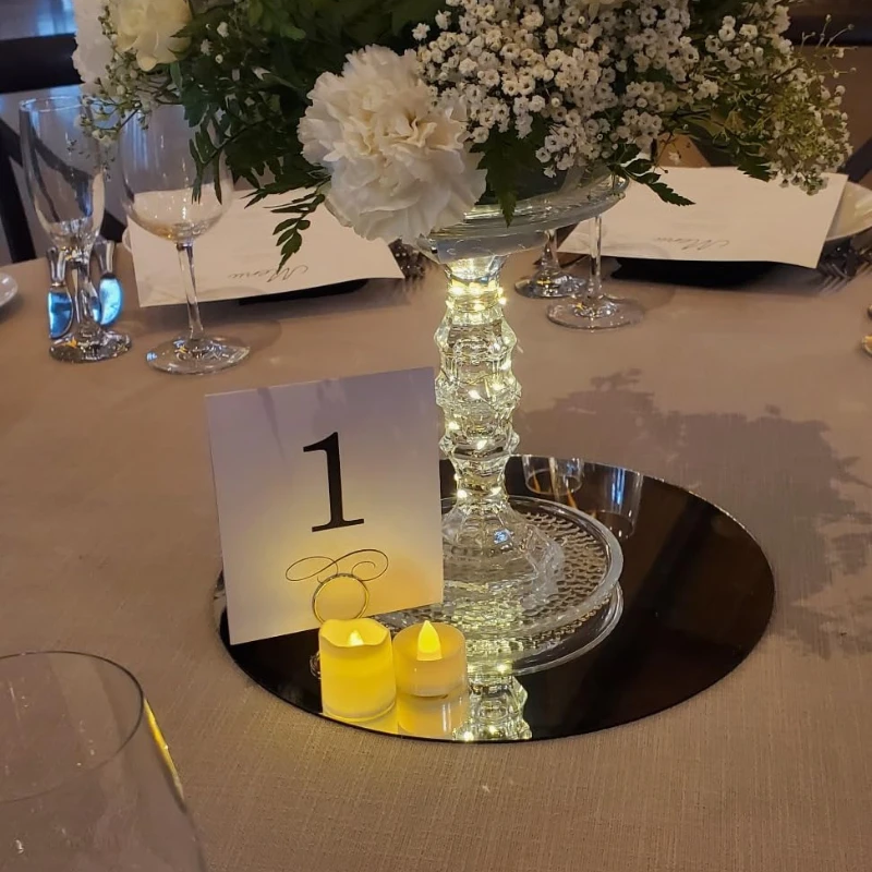 1pc Mirror Plate 3.94" Diameter 2mm Thickness Frameless Edges Candle Tray Home Event Party Wedding Table Centerpiece Decor