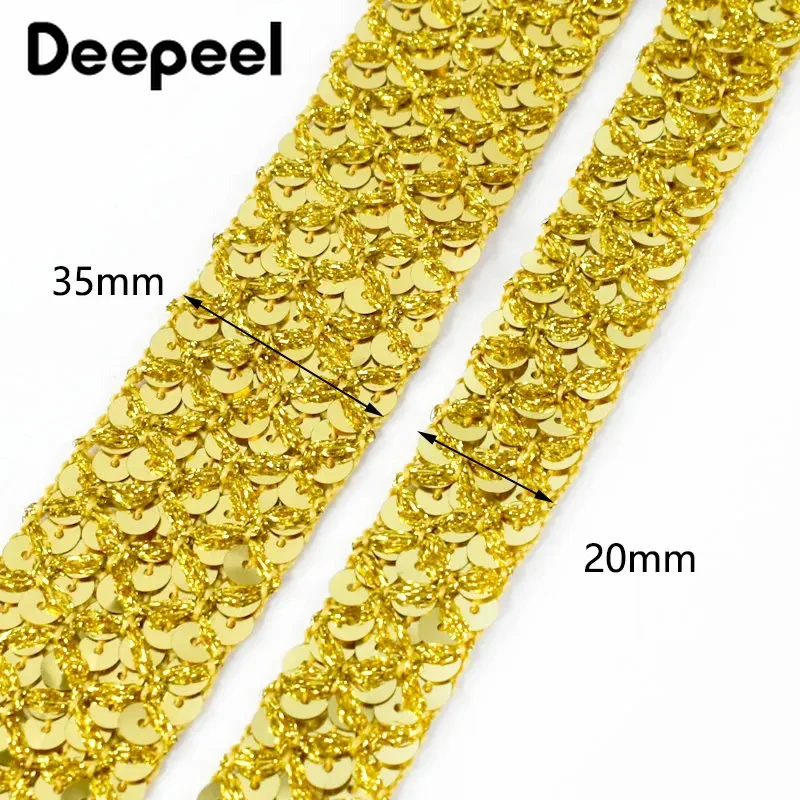 2/4/12Meters Deepeel 15/20/35mm Sequin Lace Trim Ribbon Clothing Decoration Strap Dance Dress Wedding DIY Sewing Craft Accessory