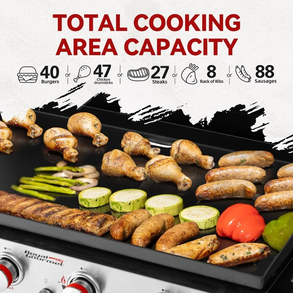 4-Burner Propane Gas Griddle with Hood 36-In Flat Top Grill with Folding Side Shelves for Outdoor Cooking Camping or Tailgating 5