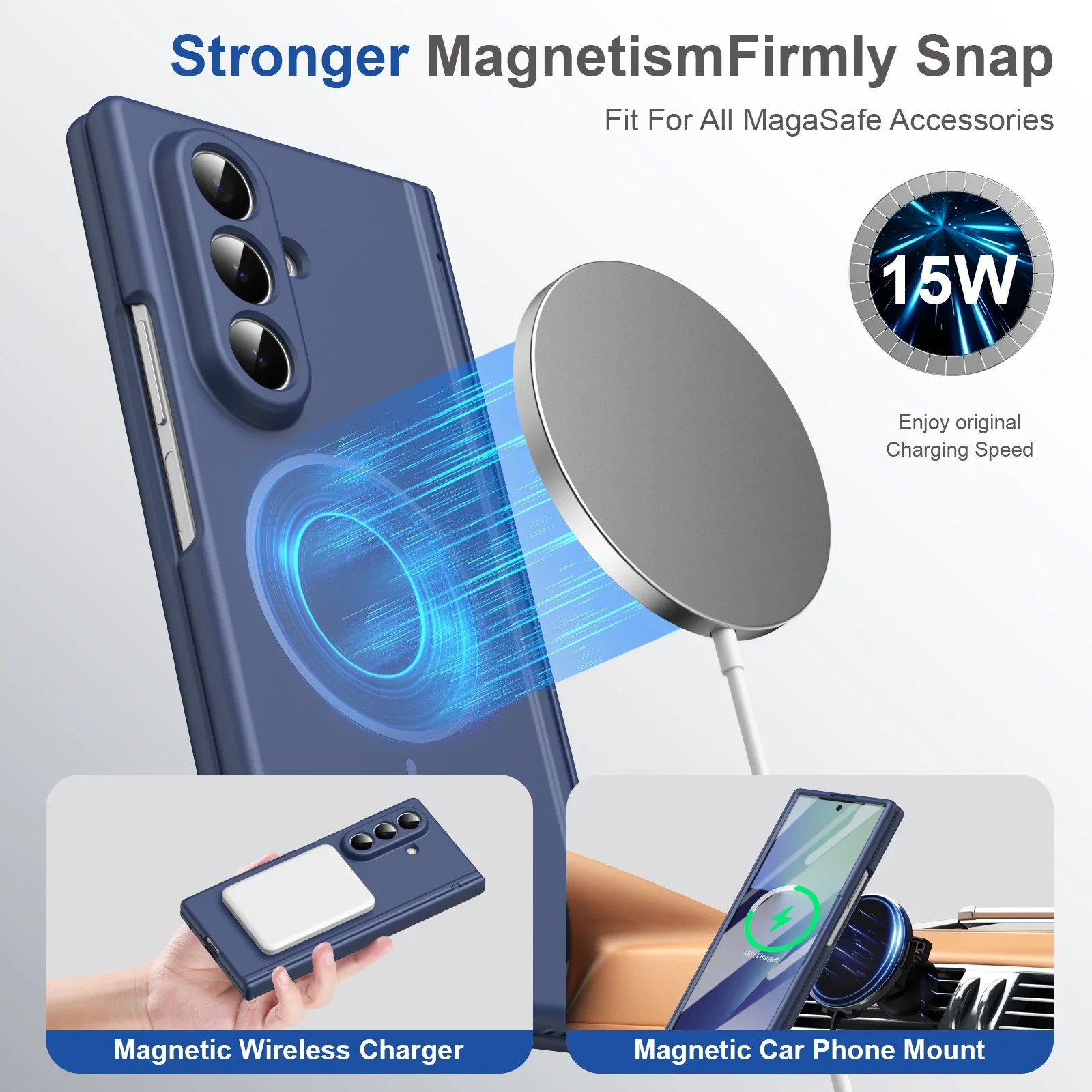 Hinge Protective Magnetic Shockproof Frosted Phone Case with MagSafe Compatibility