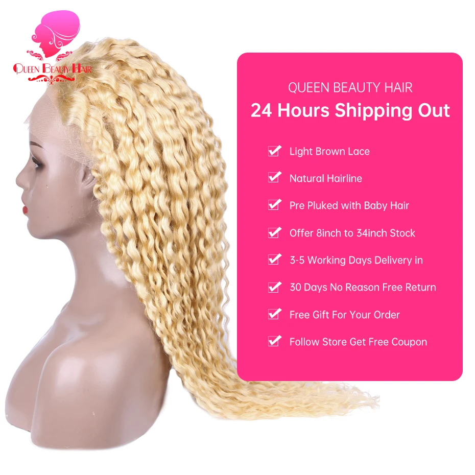 Tiefe Welle 13x4 13x6 Honig Blonde Spitze Vorne Perücke Echthaar Brasilianische Remy 613 Tiefe Lockige Transparente Spitze Frontal Perücken für Frauen – Detail 2