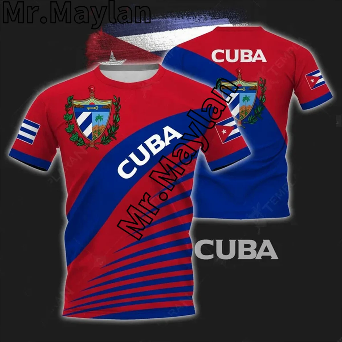 

Футболка KJ145 для мужчин и женщин, модная рубашка с 3D принтом, с коротким рукавом, красный, синий и белый цвета, на лето