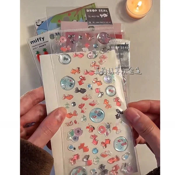 

Стив, японская Золотая рыбка, горячая Серебряная Хрустальная клейкая наклейка, декоративная наклейка