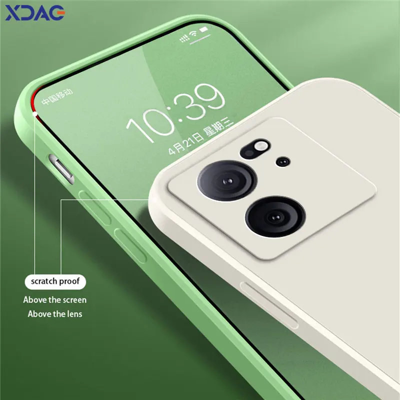 Square Liquid Silicone Waterproof Phone Case with Camera Protection - Soft Back Cover