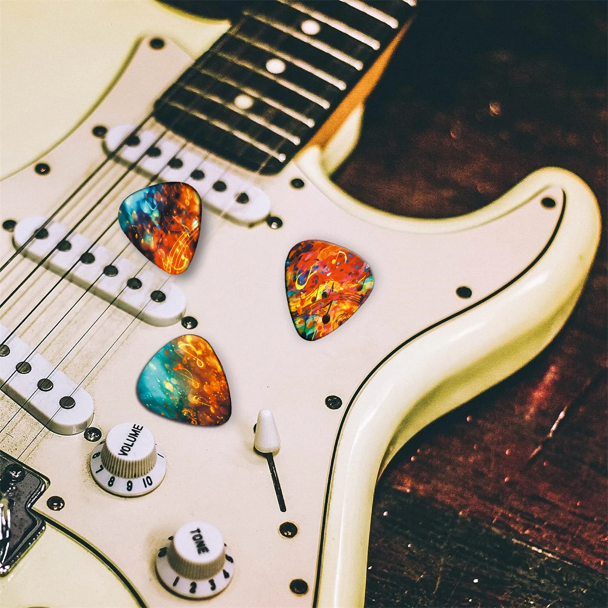Guitar Picks 12PCS Premium ABS Material Dual-Sided Printing 12 Unique Non-Repeating Designs for Professional Musicians
