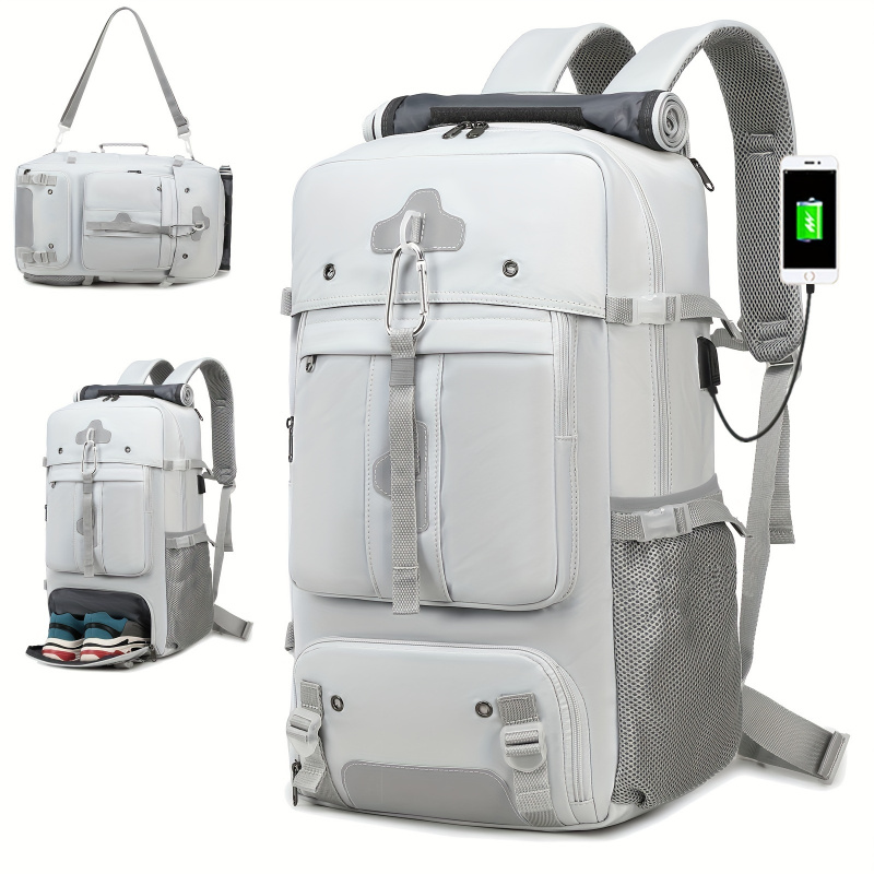 50L large capacity hiking backpack with shoe compartment, outdoor camping rucksack for mountaineering and trekking