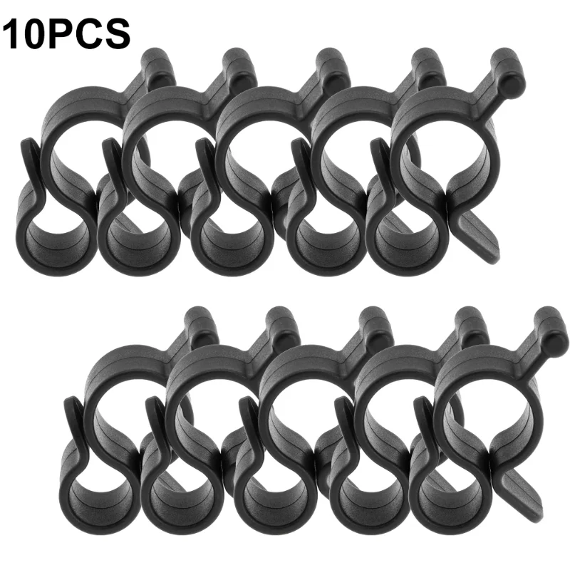 10Pcs Camping Awning Hooks Clips RV Tent Hangers Light Hanger Black Plastic Rope Clamp Tent Hooks Accessory For Caravan Camper