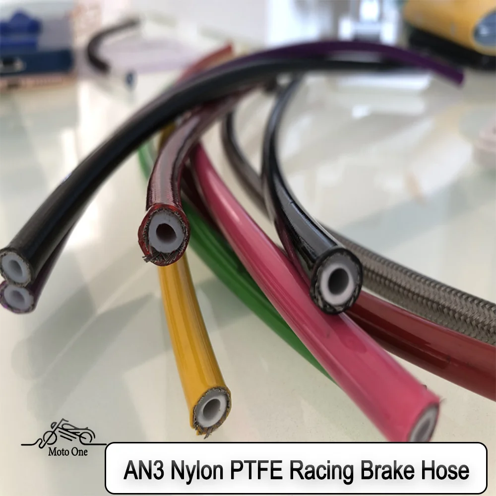 Trançado Motocicleta Hidráulica Linha de Mangueira de Freio Nylon ou Ptfe Embreagem Oil Line Dirt Bike Modificação Pipe An3 Aço Inoxidável