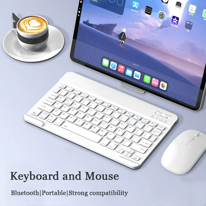 Set Tastiera Bluetooth Wireless Ricaricabile Per Ipad Mini Combo Tastiera E Mouse Silenziosi Per Laptop Windows Android Apple Mac