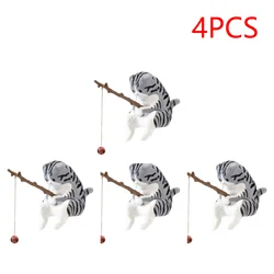 Fishing Cat Aquarium Decorations - Hangable Landscape Ornaments for Aquatic Pet Fishtanks and Desktop Acqua Decor (Gray tabby cat)