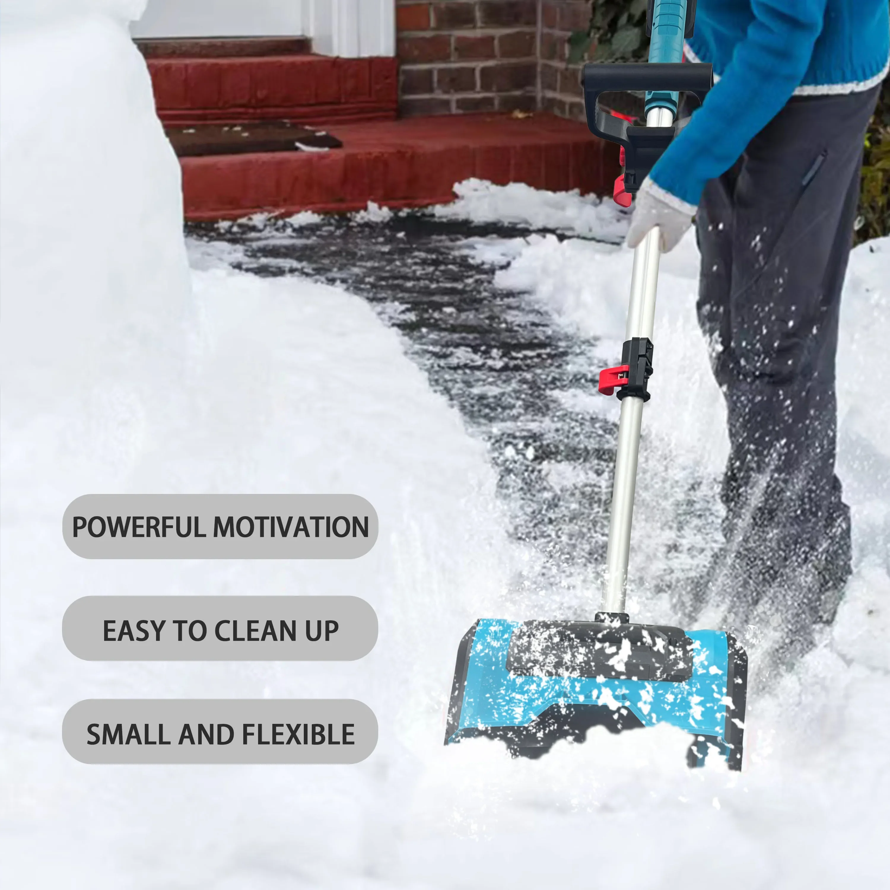 WOSAI 20V Hand-Held Rechargeable Cordless Electric Snow Shovel Winter Battery Powered Snowplow Brushless Snow Shovel