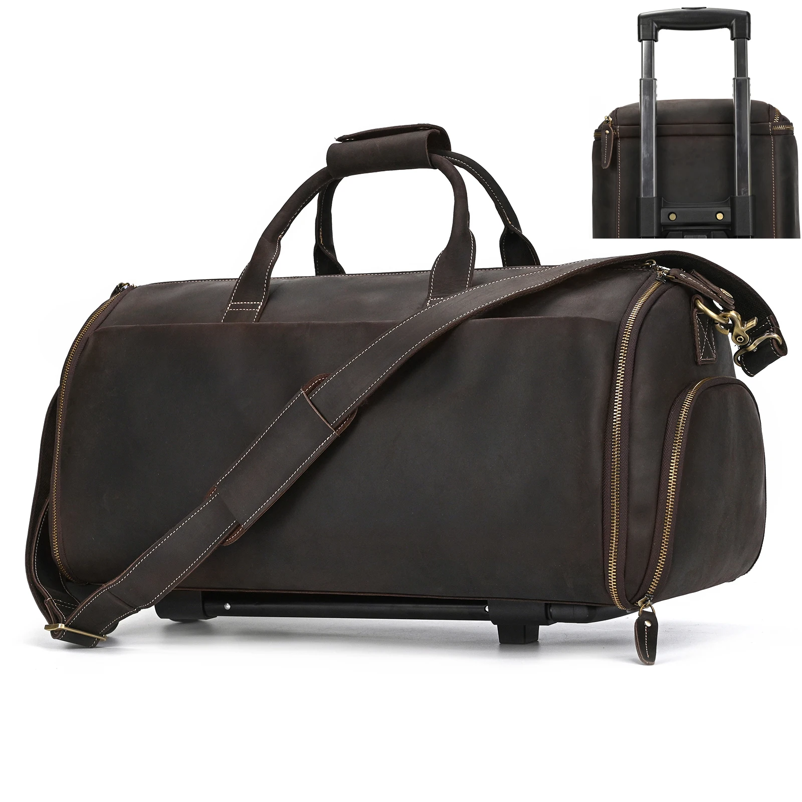 

Genuine Leather Luggage Bag For Suits Trolley Bag For Travelling Handbag Men Male Business Weekend Bag With Wheels Travel Bag