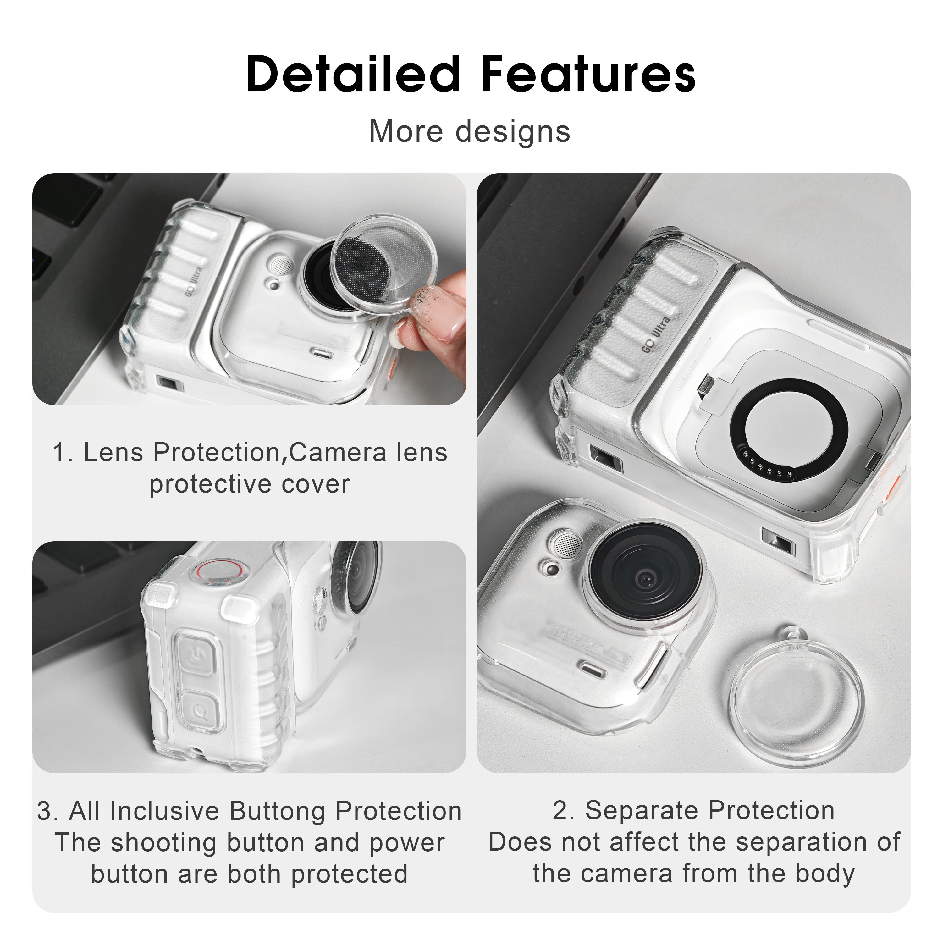 Étui TPU transparent anti-rayures pour Insta360 GO