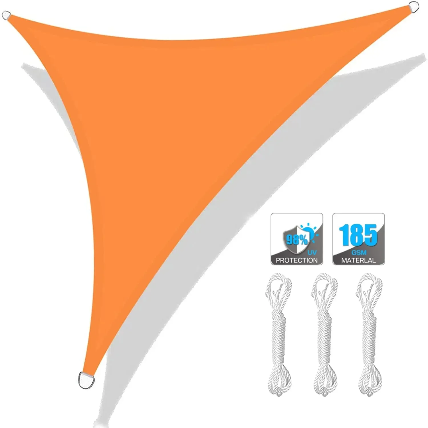 Waterproof Grey & Black Triangle Sun Shade Sail Canopy – 98% UV Block Outdoor Shelter