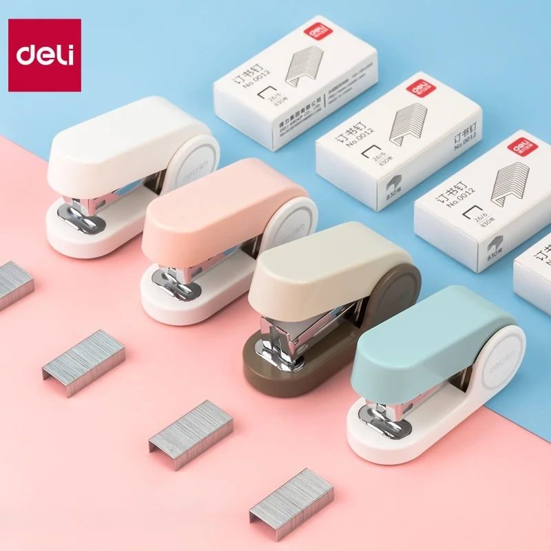 스테이플이 포함된 DELI 미니 스테이플러 세트 24/6 이지 프레스 스테이플러..