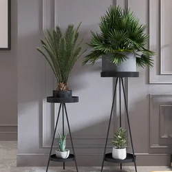 Nordic Style Plant Stand Iron Flower Pots Shelves Indoor Floor Stand For Flowers Double Storage Flowerpot Stand