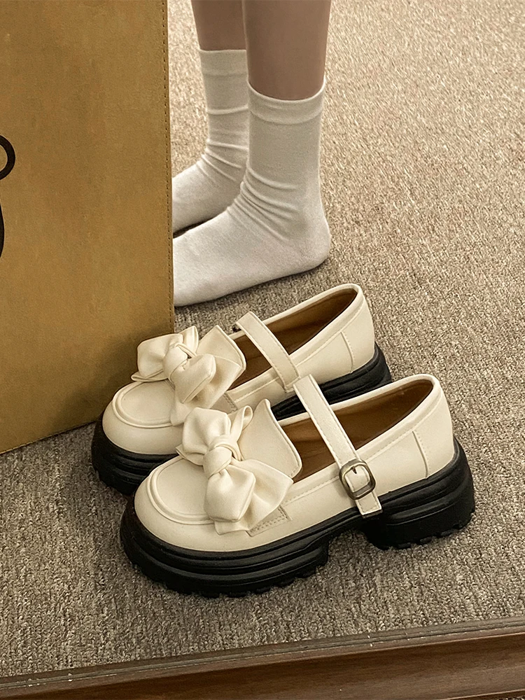 

Женские туфли-оксфорды с бантом, осенние классические туфли из искусственной кожи, на платформе, осень 2023
