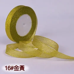 Sparkling Glitter Ribbon - 25 Yards of Elegant Crafting and Wedding Decor Material - 6mm  Glitter (Gold yellow)