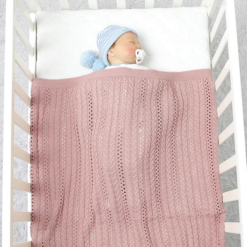 Anti-pilling Soft 0-24 Months Newborn Boys & Girls All-season Blankets Breathable Knitted Acrylic Baby Toddler Swaddle Blankets 6