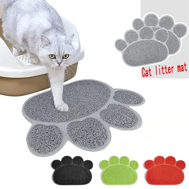 1 Pc  Paw Print Pet Mat Pvc Cat Litter Mat Waterproof Pet Litter Box Pad Non-slip Sand Cat Washable Cleaning Mat