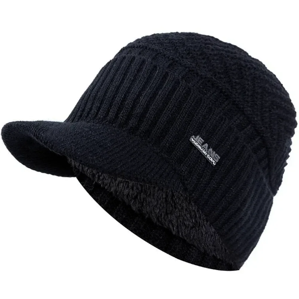 Heißer Verkauf Unisex Warme Wintermützen Plüschfell Gefütterte Warme Mütze Mit Krempe Outdoor Strickmützen Für Männer & Frauen – Detail 22