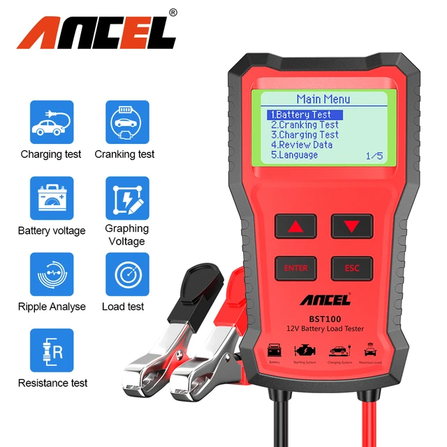 ANCEL-probador de batería de coche BST100, Analizador de batería de 12V, comprobador  baterias, carga de