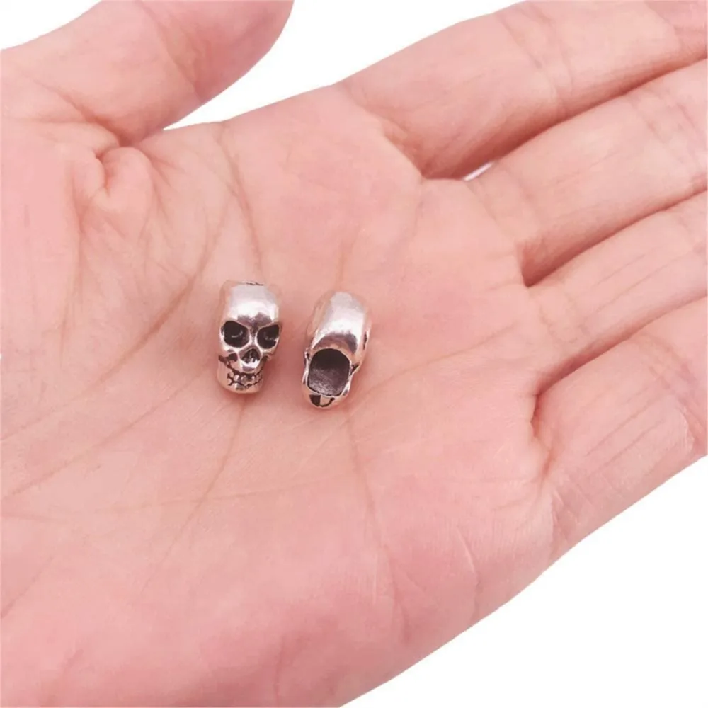 10-20 Stück 7x11,5mm tibetische Silber Metall Schädel lose Abstand halter Perlen großes Loch DIY hand gefertigte Armbänder Halskette Schmuck Zubehör – Detail 4