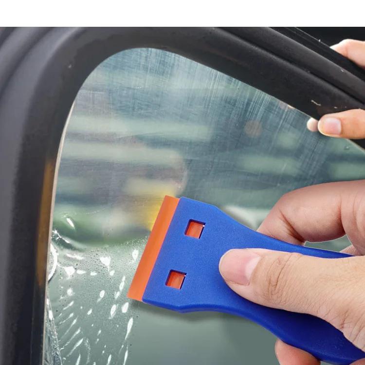 1.5 Plastic Razor Scraper With 10pcs Double Edged Plastic Blades For  Removing Car Labels Stickers Glue Decals On Glass Windows - AliExpress